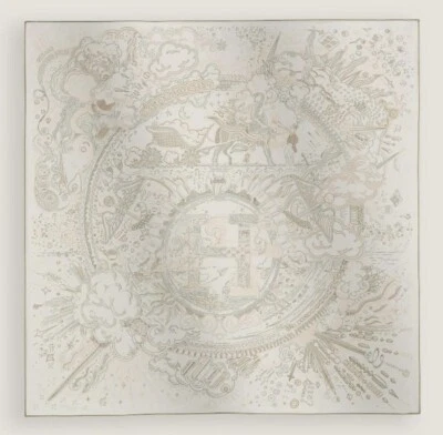 Hermes Scarf Stole Please Hold The Line White Silk Woman Auth New tag Carre 90 - Image 1 of 4