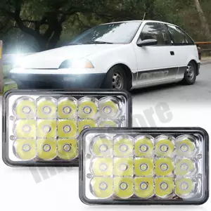 Fit For Geo Metro 1989-1997 4X6 Inch LED Clear Bumper Headlights Pair - Picture 1 of 10