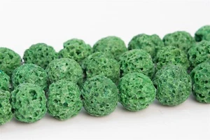 6MM Natural Apple Green Volcanic Lava Beads Grade AB Round Loose Beads 15" - Picture 1 of 3
