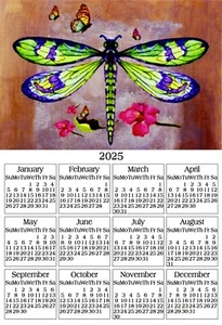 CALAMITA CALENDARIO 2025 DRAGO FARFALLA FIORE ANNO SCRIVANIA UFFICIO CUCINA FRIGO - Foto 1 di 1