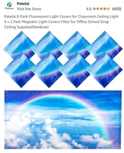 Patelai 8 Pack Fluorescent Light Covers for Classroom Ceiling Light 4 X 2 Feet - Picture 1 of 3