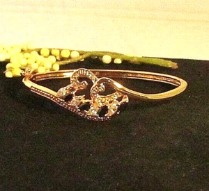 Women's Sapphire & White Topaz 18KT Gold Filled 7.5" Bangle Bracelet (#499) NWOT - Picture 1 of 7