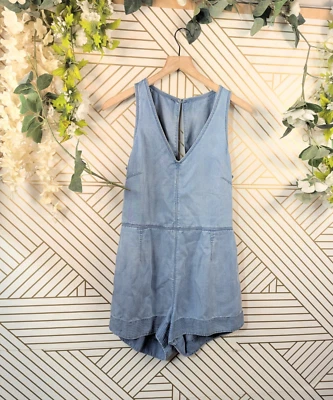 Rag & Bone Women's Sleeveless  Romper Shorts Tie Back V-neCK Tencel size Small - Image 1 of 4