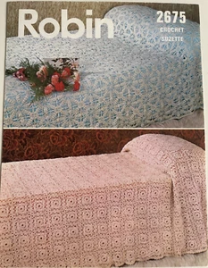Colcha de encaje con motivo cuadrado + colcha de flores PATRÓN DE GANCHILLO tiro Robin 2675 - Imagen 1 de 9