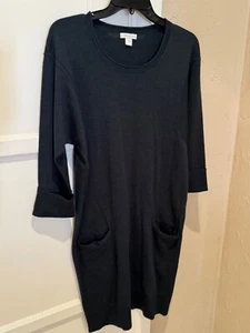 Garnet Hill Dress Dark Green Merino Wool Pockets Size M - Picture 1 of 4