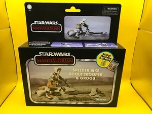 Star Wars Vintage Collection Mandalorian Speeder Bike Scout Trooper & Grogu - Picture 1 of 9