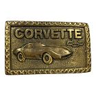 1970s Corvette C3 Solid Brass Belt Buckle 2 7/8 X 1 7/8 Rectangle With Bow tie