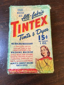 Tintex Tints & Dyes Vintage Box, Old Rose 45 mit Inhalt, alle Stoffe, 1 Unze - Bild 1 von 6