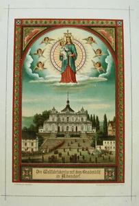 Albendorf Wallfahrtskirche mit dem Gnadenbild kolorierte Lithographie 1890 68 - Picture 1 of 1