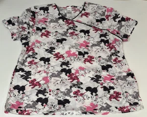 Blusa Médica Disney 101 Dálmatas Para Mujer 2xl Blanca con Cachorros Rosados - 2 Bolsillos - Imagen 1 de 6