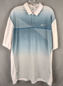 Camisa Polo Tiger Woods TW Temporada Atrevida Rayas Blanca Azul 619755-100 L RARA - Imagen 1 de 10