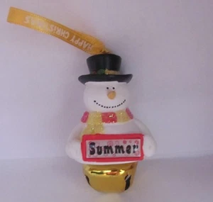 25407 SUMMER NAME FROSTY SNOWMAN COLOUR BELL CHRISTMAS TREE DECORATION GIFT - Picture 1 of 6