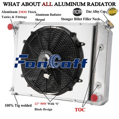 CC571 3 Row Radiator+Shroud+Fan Fit 1974-81 Chevrolet Camaro 3.8L,4.1L V6 Impala Foto 1 de 4