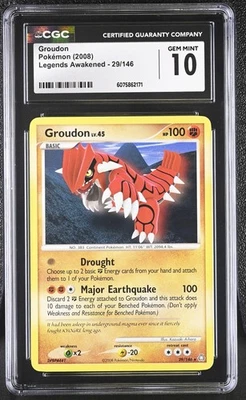 CGC 10 GEM MINT Groudon 2008 Legends Awakened 29/146 Pokemon Card - Image 1 of 2