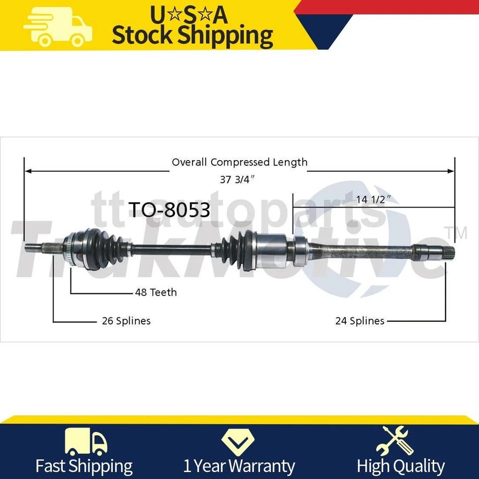 Front Right CV Axle Joint For Toyota Highlander 2007 2006 2005 2004 2003 - Image 1 of 1