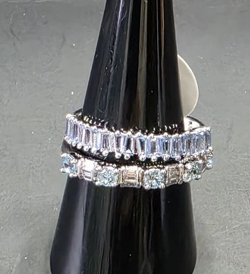 Ring Bomb Party RBP7256 'Forever Loved' Aquamarine CZ - 2 bands Sz9 - image 1 of 3