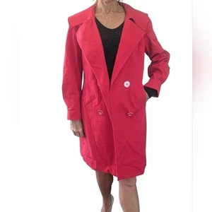 Doncaster Red Trench Coat Women’s Size 8 Cotton Blend Double Breasted Jacket - Picture 1 of 8