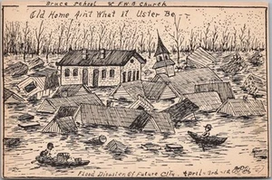 Postal de colección firmada por artista/cómic de 1912 "Flood Disaster of Future City" - Imagen 1 de 2