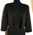 Black Satin Bolero Shrug Jacket For Women Vintage Used Gothic Wedding Small