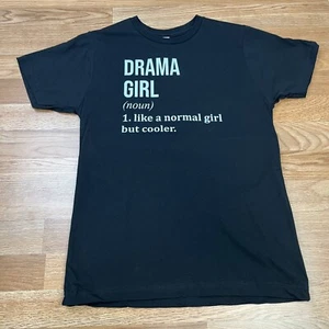 Drama Girl T-Shirt Youth Size Large Black Short Sleeve NEW - Picture 1 of 4