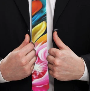 Barock rosa Blumen Krawatte Rokoko Herren Resort Luxus Krawatte Halsbekleidung Geschenk blau - Bild 1 von 6