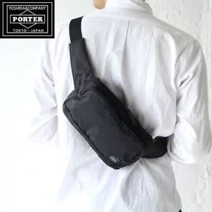 Yoshida Porter Flash Waist bag Sling bag BLACK Made in Japan New - Fast Ship!! - Picture 1 of 15