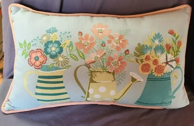 Hampton Bay Pillow Floral Indoor Outdoor Pillow Spring Patio Pool Watering Can  - Image 1 of 4