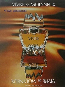 PUBLICITE MOLYNEUX VIVRE EAU DE TOILETTE PARFUM DE 1980 FRENCH AD PUB - Picture 1 of 1