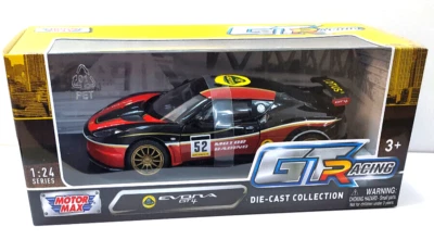 MOTOR MAX GTR RACING 1:24 DIE CAST AUTO  LOTUS  EVORA GT4 NERO E ROSSO     73795 - Immagine 1 di 2