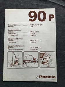BROCHURE CATALOGUE TECHNIQUE GRUE PELLE POCLAIN 90 P DE 1977 - Picture 1 of 3