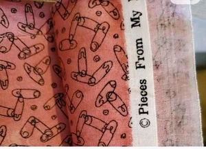 Fabric Moda Sandy Gervais Pieces From My Heart Muted Pink Safety Pin 1yx45" - Picture 1 of 5