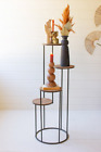 Four Tiered Wood And Metal Round Display Black