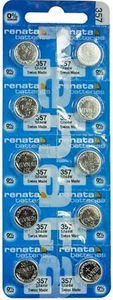 Ten (10)  Renata 357 SR44W 1.55V Silver Oxide Watch - Swiss Made-FREE SHIP - Picture 1 of 2