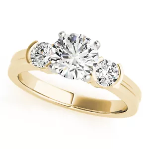 1.40 Ct Round Cut Simulated Diamond Wedding Ring 14K Solid Yellow Gold Size 7 - Picture 1 of 7