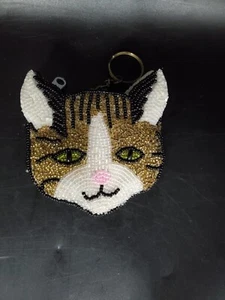 Llavero monedero cambio rayas gato gatito con cuentas *Q - Imagen 1 de 6