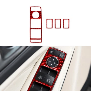 RED 4Pcs Window Button Trim Cover For Mercedes Benz CLA 2014-2018 /GLA 2015-2018 - Picture 1 of 12