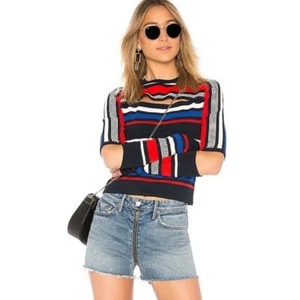 Tommy Hilfiger x Gigi Hadid Striped Cut-Out Knit Pullover Sweater Blue Small - Picture 1 of 10