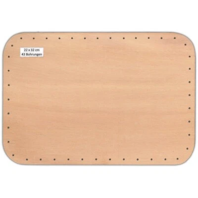 CSB-CENTER Korbboden Korbflechtboden Boden 22x32 cm rechteckig 8mm Sperrholz Bohrung 3,2mm