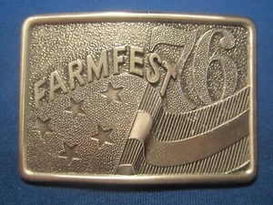 Hebilla de cinturón de peltre vintage FARMFEST 76 [j10k] - Imagen 1 de 2