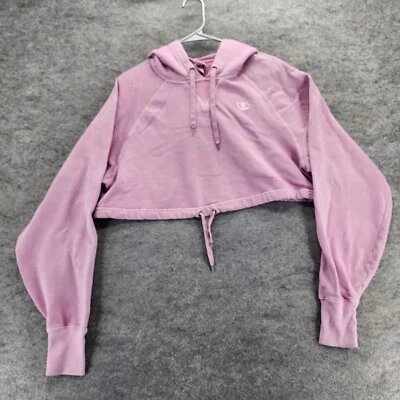 Sudadera con capucha vintage Champion para mujer rosa mediana recortada Foto 1 de 4