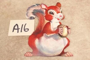 A16 VINTAGE EICHHÖRNCHEN CHIPMONK FIGUR PAPPE GESTANZT DEKORATION 5 X 7" NOS - Bild 1 von 1