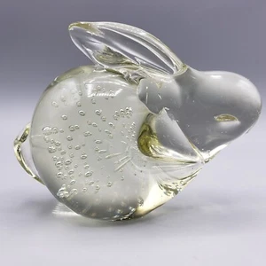 Hand Blown Art Glass Bunny Rabbit Figurine Paperweight Easter Controlled Bubbles - Picture 1 of 7