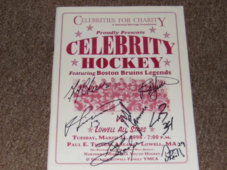 Boston Bruins Alumni Program Autographed by Seven Players JSA Authenticated - Image 1 of 1