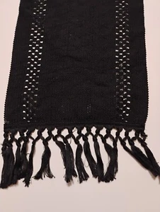 Table Runner for 5 Foot Rectangle Tables, 13 x 60 Inches Long Macrame Black - Picture 1 of 3