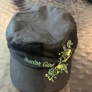 Unused Tractor Girl John Deere Universal Black Cap Hat RN 101475 Rhinestones - Picture 1 of 9