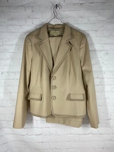 Boutique Essentials Beige 2 Piece Suit Set- Button Down with Pockets- Women's 16 - Picture 1 of 11