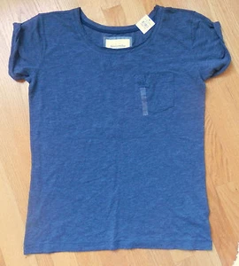 NWT Abercrombie & Fitch Roll Sleeve Tee Heather Navy Large - Picture 1 of 2