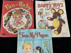 Vintage Whitman Cloth Books Set Of 3 Fun With Baby Baby’s Toys From My Playpen - Picture 1 of 9