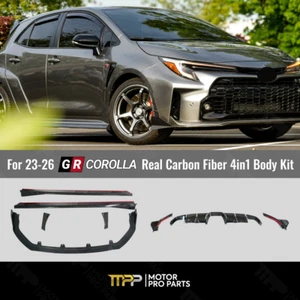 Fits 2023-2026 GR Corolla Real Carbon Fiber 4in1 Body Kit Set Diffuser Front Lip - Picture 1 of 12