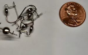 VINTAGE 3 PAIRS SILVERTONE STEEL EARRING WIRES EAR WIRE with KNOB. SN - Picture 1 of 1